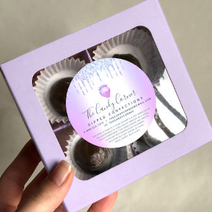 Lila Glitter Drips Strawberry Confection Legal Runt Klistermärke