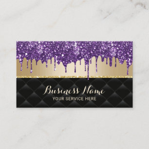 Lila Glitter Drives Black & Guld Beauty Salon Visitkort