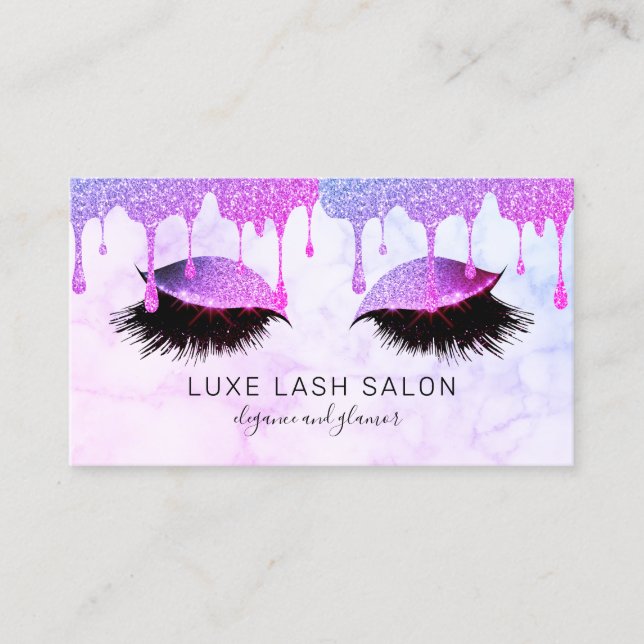 Lila Glitter Drives Makeup Artist Lash Visitkort (Framsida)