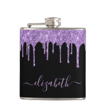 Lila Glitter Drives Personlig Black Flask