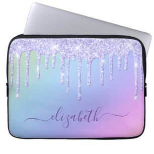 Lila Glitter Drives Rainbow Anpassningsbar Laptop Fodral