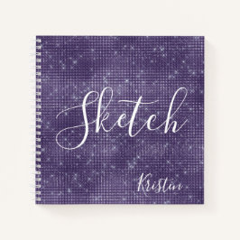 Lila Glitter Elegant-skript i Sketchbook med ditt 