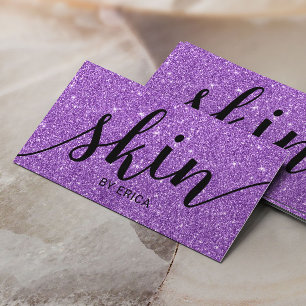 Lila Glitter Esthetician Visitkort