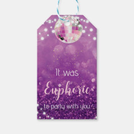 Lila Glitter Euphoria Party Favor Tack Märkre Presentetikett