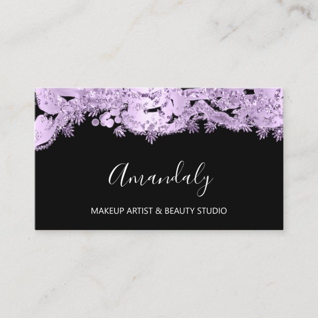 Lila Glitter Event Planner Beauty Shop Visitkort (Framsida)