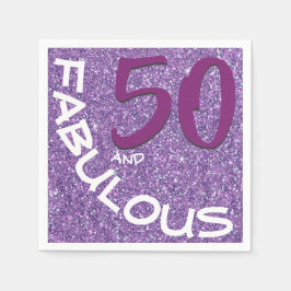 Lila Glitter Fabulous 50:e födelsedagstypografi Pappersservett