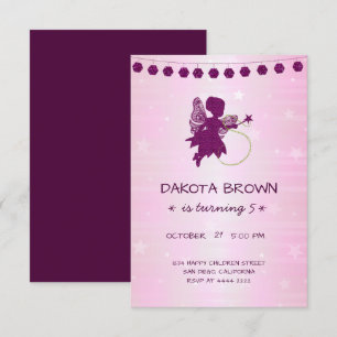 Lila Glitter Fairy Birthday Inbjudningar