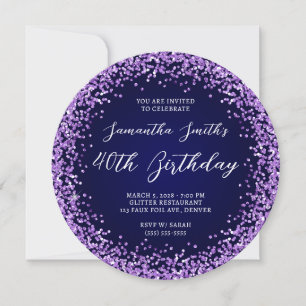 Lila Glitter flottan Ombre 40:e födelsedag Inbjudningar