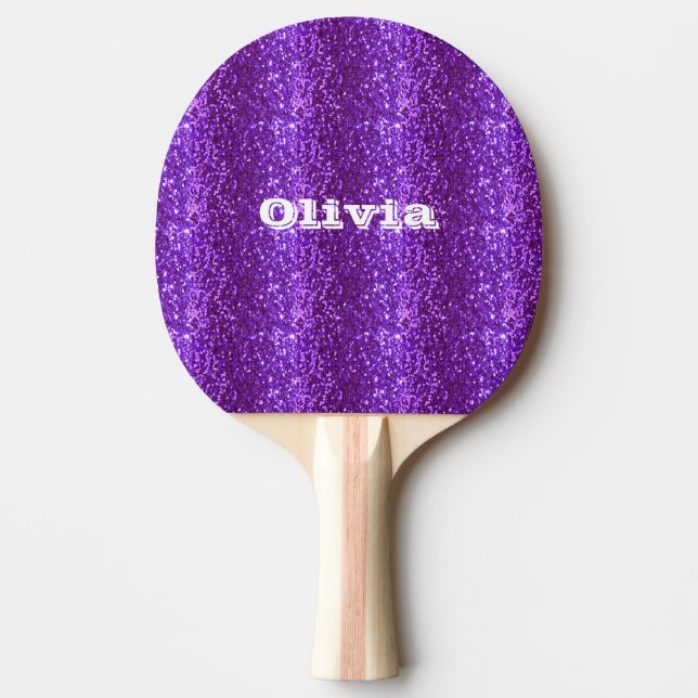 Lila Glitter Girly Glam Bling Modern Pingisracket (Framsidan)