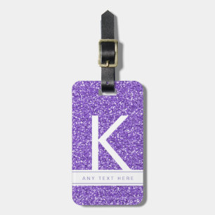Lila Glitter Girly Modern Monogrammed bagage Bagagebricka