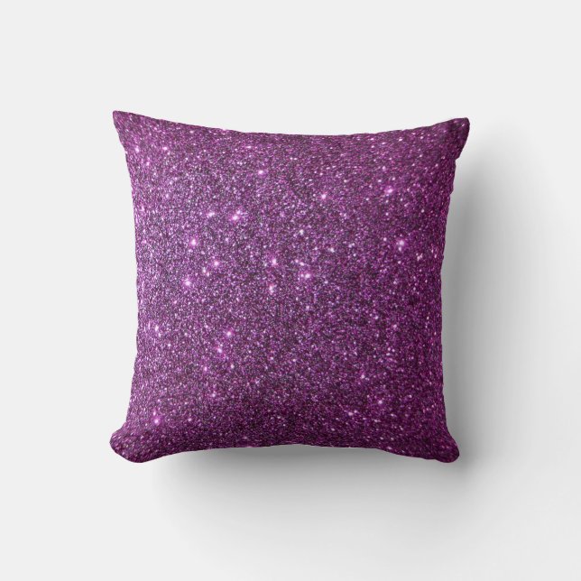 Lila Glitter Glam Gnist - Falsk Design Kudde (Framsida)
