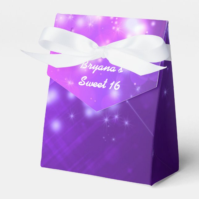Lila Glitter Glam Klubb Stämning Party Favor Box Presentaskar (Framsidan Sidan)