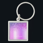 Lila Glitter Glam Metall Monogram Namn Fyrkantig Silverfärgad Nyckelring<br><div class="desc">Lila Faux Foil Metallic Gnistra Glitter Brushed Metall Monogram Namn nyckelringar (Nyckelring). Det gör perfekten söt 16-årsjubileum,  bröllop,  möhippa,  årsdag,  babydusch eller bachelorette-fest för någon som glam lyxen och chic stilar i kärlek.</div>