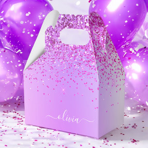 Lila Glitter Glam Metall Monogram Namn Presentaskar