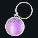 Lila Glitter Glam Metall Monogram Namn Rund Silverfärgad Nyckelring<br><div class="desc">Lila Faux Foil Metallic Gnistra Glitter Brushed Metall Monogram Namn nyckelringar (Nyckelring). Det gör perfekten söt 16-årsjubileum,  bröllop,  möhippa,  årsdag,  babydusch eller bachelorette-fest för någon som glam lyxen och chic stilar i kärlek.</div>
