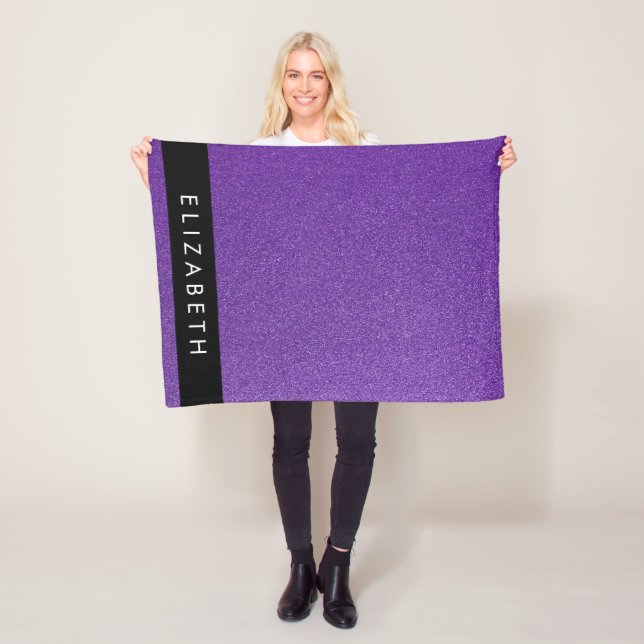 Lila Glitter, Glitter, bakgrund, ditt namn Fleecefilt (På plats)