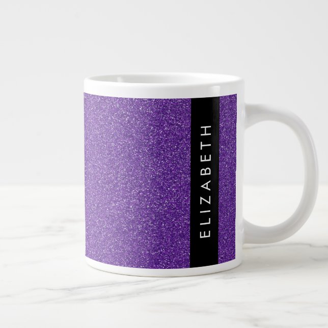 Lila Glitter, Glitter, bakgrund, ditt namn Jumbo Mugg (Höger)