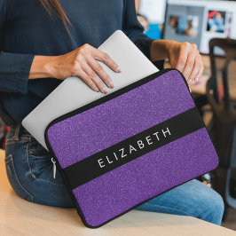 Lila Glitter, Glitter, bakgrund, ditt namn Laptop Fodral