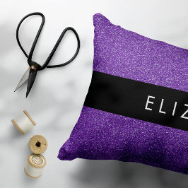 Lila Glitter, Glitter, bakgrund, ditt namn Prydnadskudde