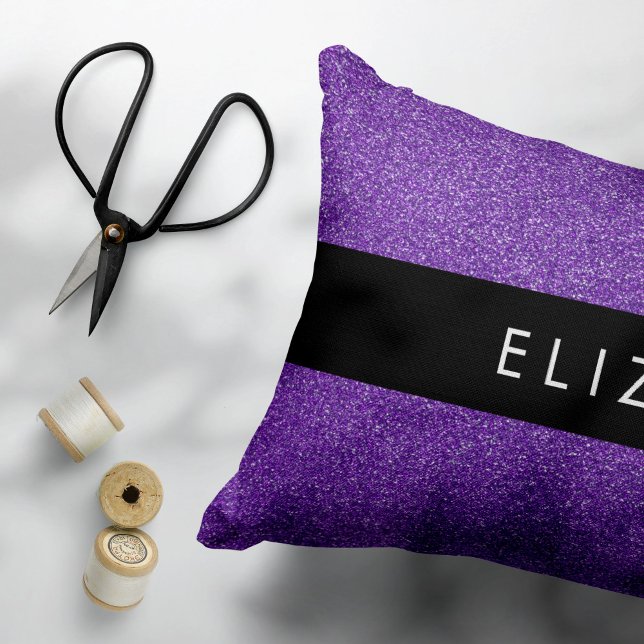 Lila Glitter, Glitter, bakgrund, ditt namn Prydnadskudde (Skapare uppladdad)