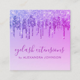 Lila Glitter Gnistra Eyelash Extensions Fyrkantigt Visitkort