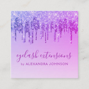Lila Glitter Gnistra Eyelash Extensions Fyrkantigt Visitkort