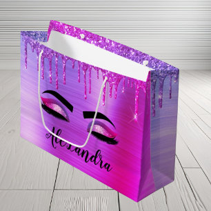 Lila Glitter Gnistra Eyelash Monogram Namn
