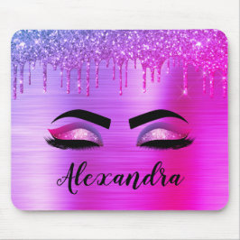 Lila Glitter Gnistra Eyelash Monogram Namn Musmatta
