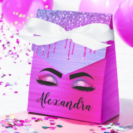 Lila Glitter Gnistra Eyelash Monogram Namn Presentaskar