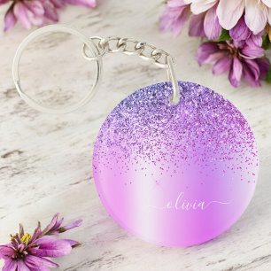Lila Glitter Gnistra Glam Metall Monogram Namn