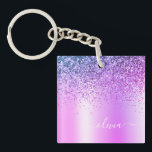 Lila Glitter Gnistra Glam Metall Monogram Namn<br><div class="desc">Lila Faux Foil Metallic Gnistra Glitter Brushed Metall Monogram Namn Keychain. Det gör perfekten söt 16-årsjubileum,  bröllop,  möhippa,  årsdag,  babydusch eller bachelorette-fest för någon som glam lyxen och chic stilar i kärlek.</div>