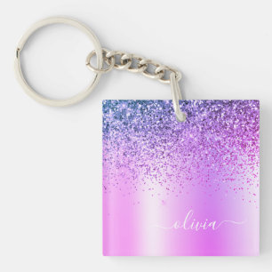 Lila Glitter Gnistra Glam Metall Monogram Namn