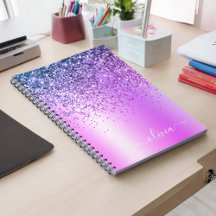 Lila Glitter Gnistra Glam Metall Monogram Namn