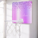 Lila Glitter Gnistra Glam Metall Monogram Namn Mini-Basketkorg<br><div class="desc">Lila Faux Foil Metallic Gnistra Glitter Brushed Metall Monogram Namn Mini Basketball Ring. Det gör perfekten söt 16-årsjubileum,  bröllop,  möhippa,  årsdag,  babydusch eller bachelorette-fest för någon som glam lyxen och chic stilar i kärlek.</div>