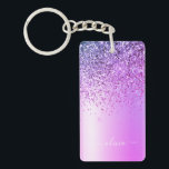 Lila Glitter Gnistra Glam Metall Monogram Namn Nyckelring<br><div class="desc">Lila Faux Foil Metallic Gnistra Glitter Brushed Metall Monogram Namn Keychain. Det gör perfekten söt 16-årsjubileum,  bröllop,  möhippa,  årsdag,  babydusch eller bachelorette-fest för någon som glam lyxen och chic stilar i kärlek.</div>