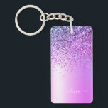 Lila Glitter Gnistra Glam Metall Monogram Namn Nyckelring<br><div class="desc">Lila Faux Foil Metallic Gnistra Glitter Brushed Metall Monogram Namn Keychain. Det gör perfekten söt 16-årsjubileum,  bröllop,  möhippa,  årsdag,  babydusch eller bachelorette-fest för någon som glam lyxen och chic stilar i kärlek.</div>