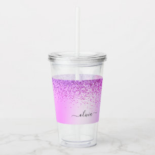 Lila Glitter Gnistra Glam Metall Monogram Namn Take Away Mugg