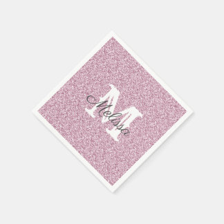 Lila Glitter & Gnistra Monogram Napkin Pappersservett