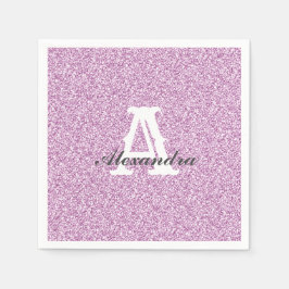 Lila Glitter & Gnistra Monogram Napkin Pappersservett