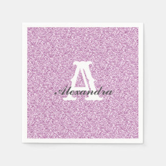 Lila Glitter & Gnistra Monogram Napkin Pappersservett