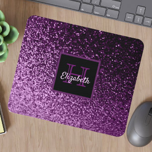Lila glitter gnistra monogrammad namn musmatta