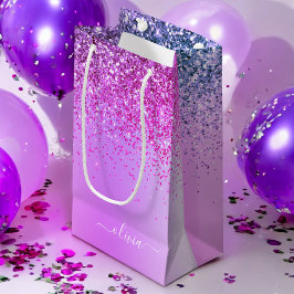 Lila Glitter Gnistrande Metall Monogram Namn