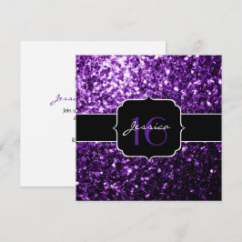 Lila glitter gnistrar Sweet 16 Fyrkantig Inbjudan