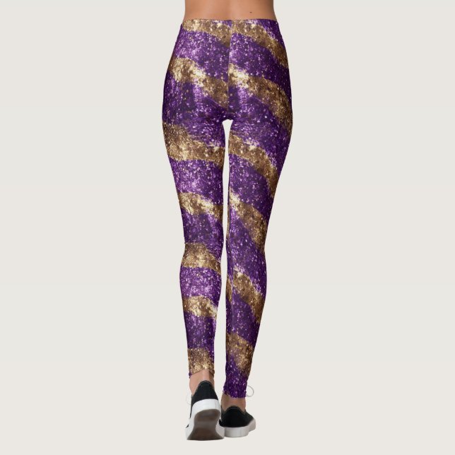 Lila Glitter Guld Glitter Leggings (Baksida)