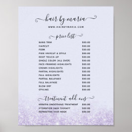 Lila Glitter Hair Salon Pris List Poster