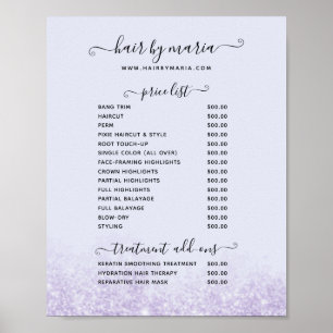 Lila Glitter Hair Salon Pris List Poster