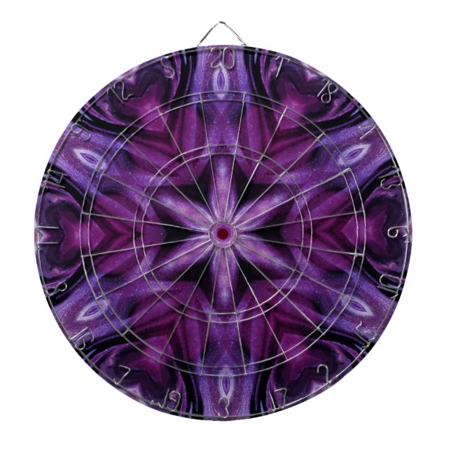 Lila Glitter Heart & Flower Kaleidoscope Mönster Darttavla (Framsidan)