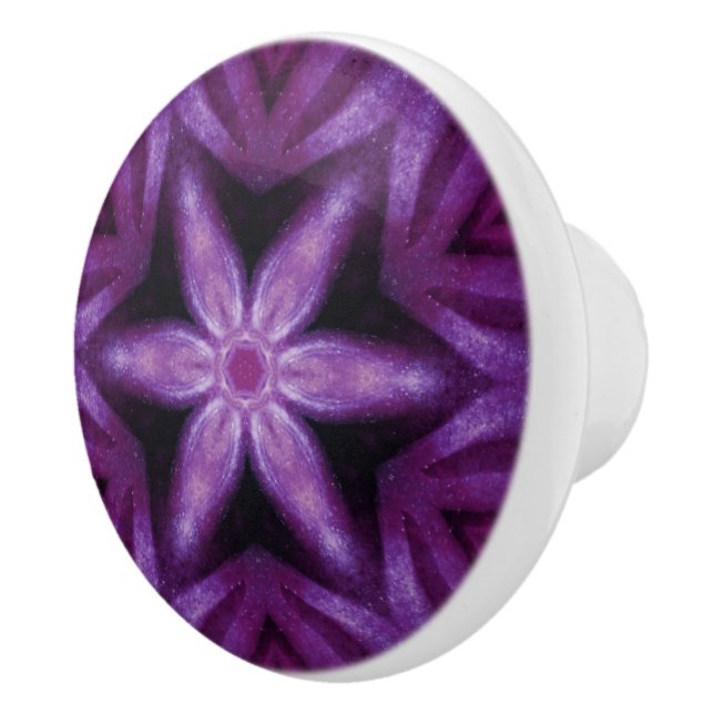 Lila Glitter Heart & Flower Kaleidoscope Mönster Knopp (Höger)
