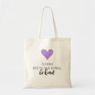 Lila Glitter Heart-inspirationskällan Large Tote B Tygkasse