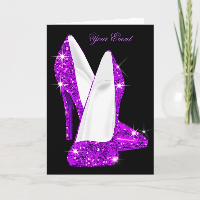 Lila glitter högklackade skor stiletter kort (Framsida)